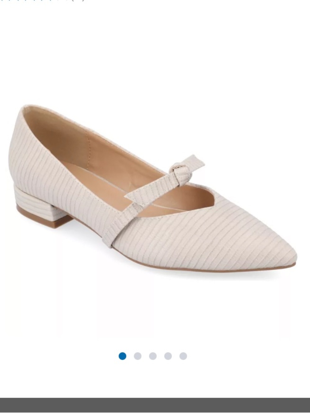 Journee Collection Cait Pointed Mary Jane Flats in Cream with Bow
